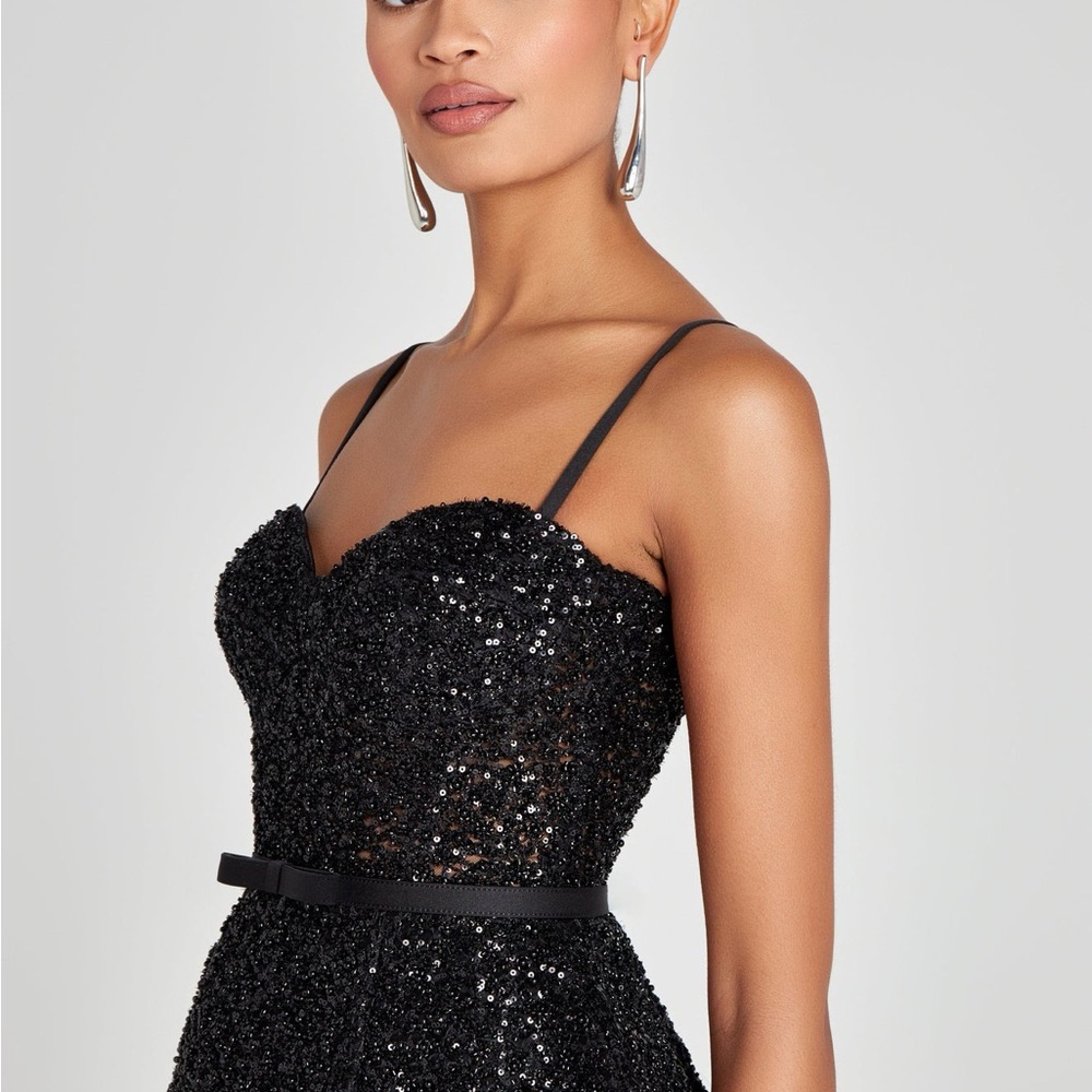 NADINE MERABI Tara Black Sequin Mini Dress - Picture 4 of 15